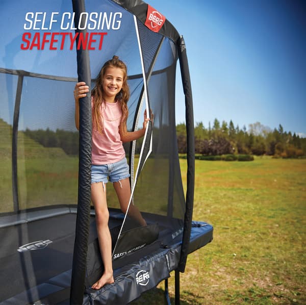 BERG Trampolin Elite Regular 330 Grå + Safety Net Deluxe til Børn