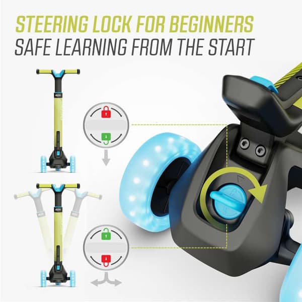 BERG Sparkcykel Nexo Foldable Lights LED-deck Lime, 2 år och uppåt