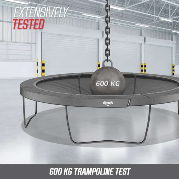 BERG Studsmatta Champion Regular 330 Grå + Safety Net Deluxe för Barn, Trampolin