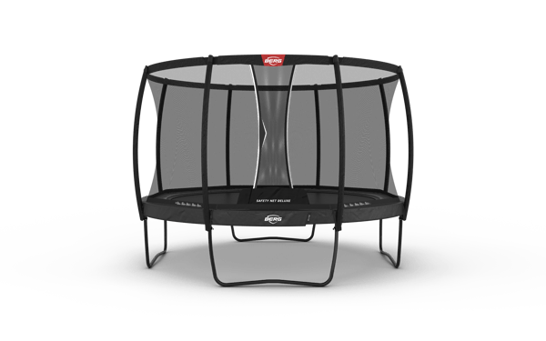 BERG Studsmatta Elite Regular 380 Grå + Safety Net Deluxe för Barn, Trampolin