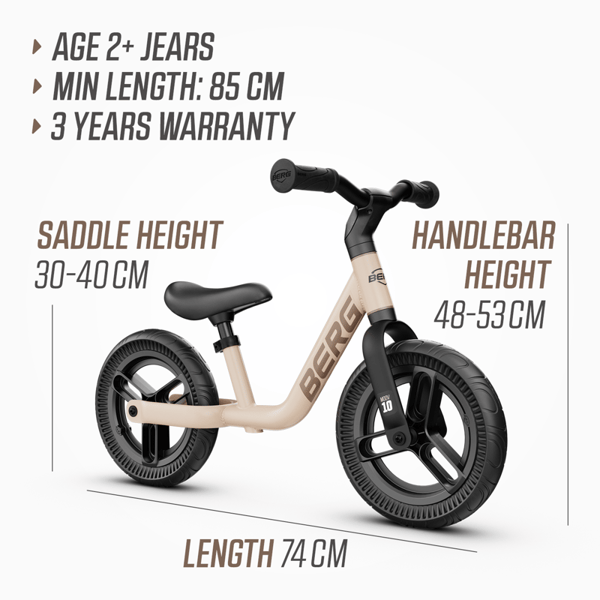 BERG Løbecykel MOOV 10 Sand Beige, 2 år og opefter