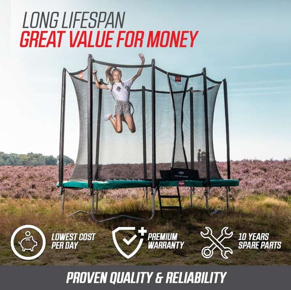 BERG Trampolin Favorit Regular 430 Grå + Safety Net Comfort til Børn