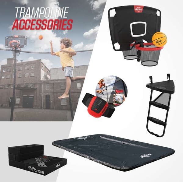 BERG Trampolin Champion Regular 330 Grå + Safety Net Deluxe til Børn