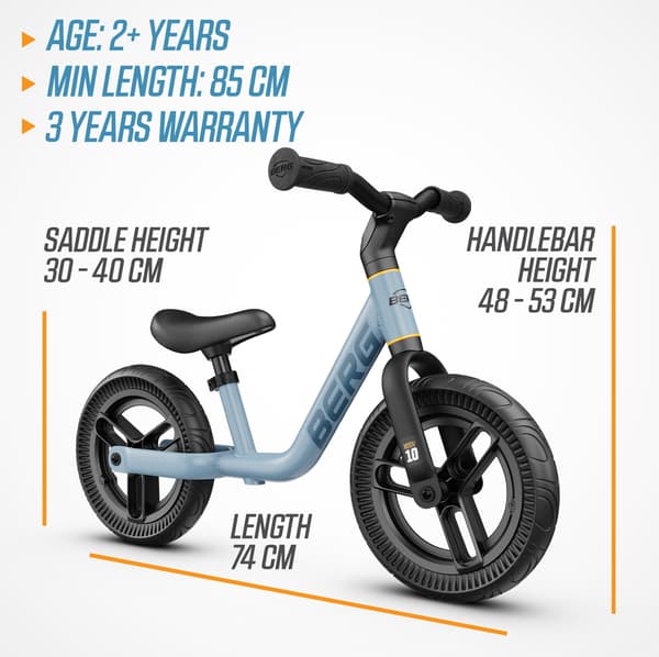 BERG Løbecykel MOOV 10 Blå, 2 år og opefter