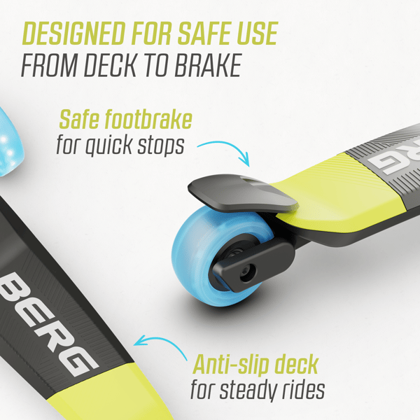 BERG Løbehjul Nexo Foldable Lights LED-deck Lime, 2 år og opefter
