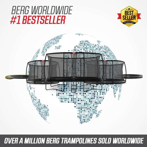 BERG Trampolin Elite Regular 330 Grå + Safety Net Deluxe til Børn