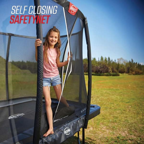 BERG Trampolin Champion Regular 330 Grå + Safety Net Deluxe til Børn