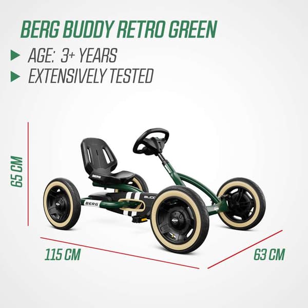 BERG Trampbil Buddy Retro Grön, 3 år och uppåt