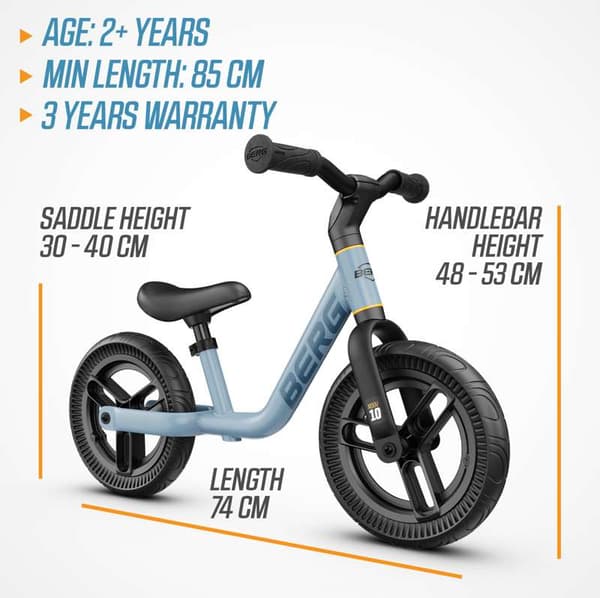 BERG Løbecykel MOOV 10 Blå, 2 år og opefter