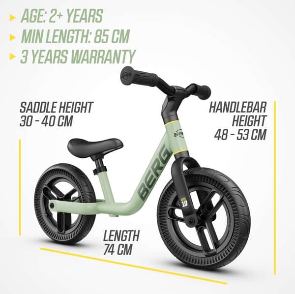 BERG Løbecykel MOOV 10 Grøn, 2 år og opefter