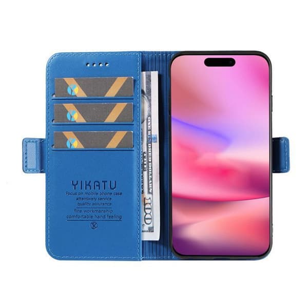 Coque Etui Beskyttelse - ANDERLEDES - iPhone 16 - PU Læder - Magnetisk Lukning - Himmelblå