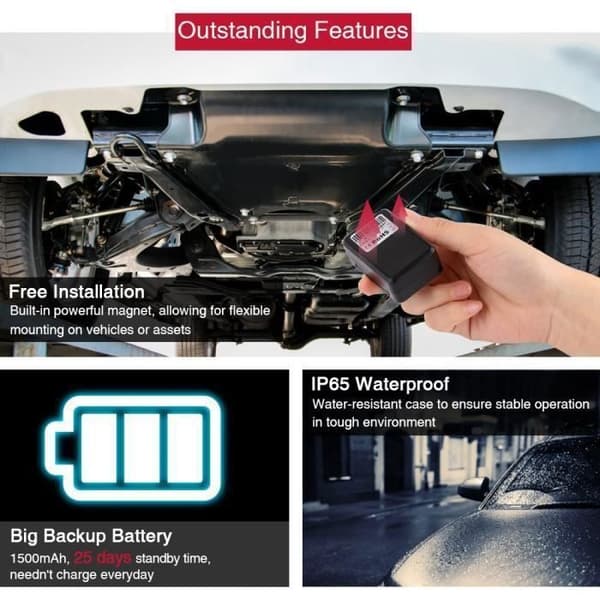 GPS-tracker - TKSTAR TK913 - 1500 mAh - GSM/GPS bimode - Præcision 5 m