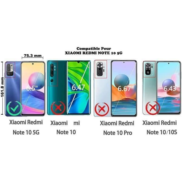 Fodral - ANNAT - Xiaomi Redmi Note 10 5G - Polyuretanläder - Magnetisk stängning - Multifunktionell