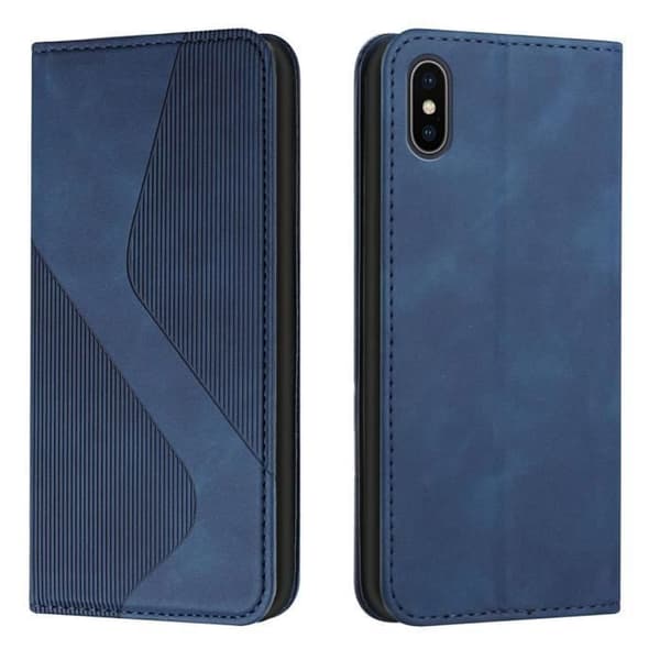 Telefonetui - ANDERLEDES - iPhone X - PU læder - Blå - Fleksibel