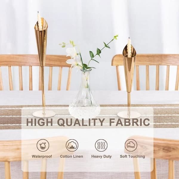 Rektangulär Duk - CUNEARY - 140x240 cm - Bomull Lin - Beige - Tvättbar