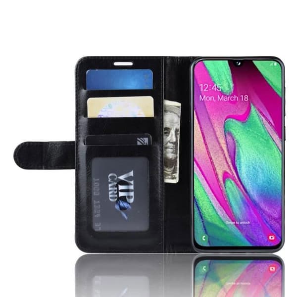 Fodral - ANNORLUNDA - Samsung Galaxy A40 - PU Läder - Stötsäker - Med Stöd