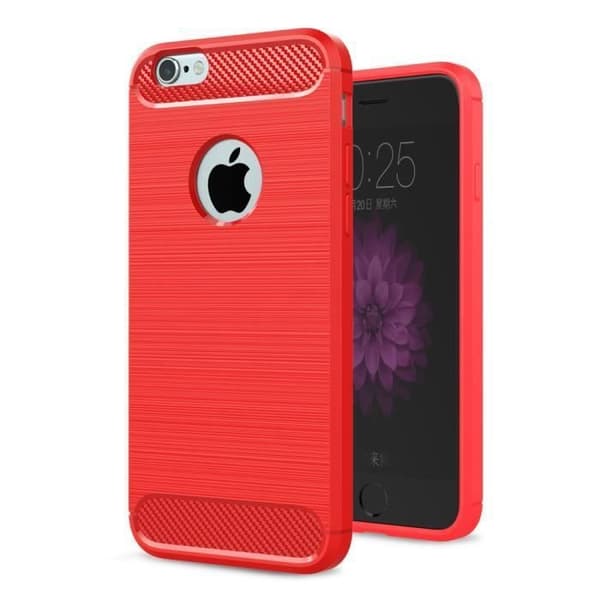 Mobilskal - ANNORLUNDA - iPhone 6s Plus / 6 Plus - TPU Kolfiber - Röd - Mjuk
