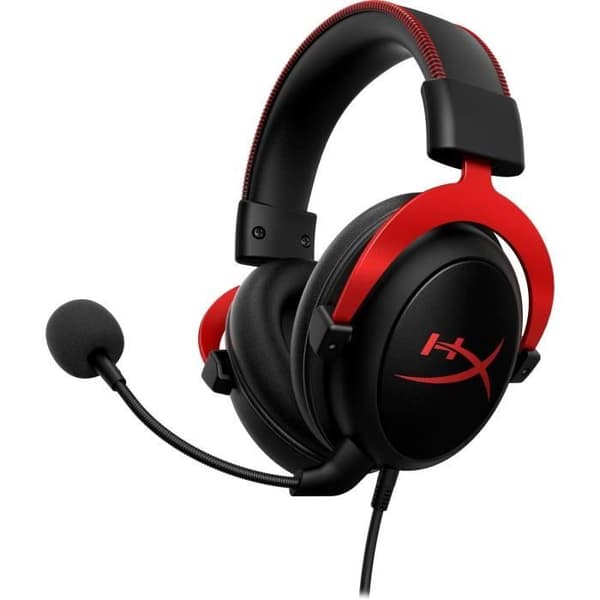 Wired Gaming Headset - HyperX Cloud II - för PC & konsol - Svart/Röd