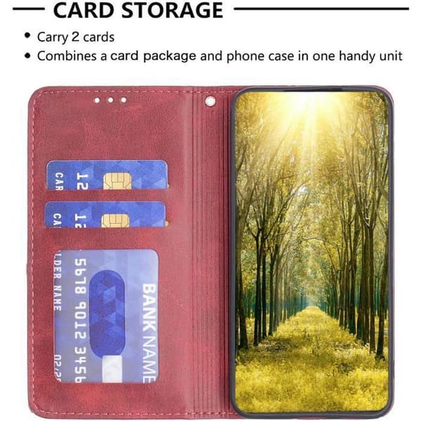 Coque - ANDERLEDES - Samsung Galaxy A54 5G - Pungetui - Kunstlæder - Rød
