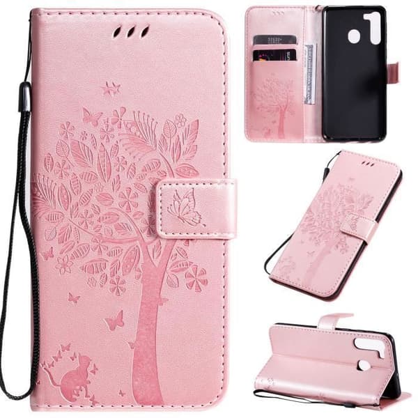 Coque - ANDERLEDES - Samsung Galaxy A21 - Stødabsorberende - PU Læder - Rosa guld
