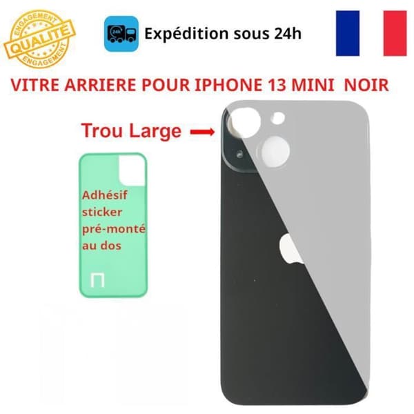 BAGGLAS TILBEHØR TIL IPHONE 13 MINI SORT MED STORT HUL RESERVEDELE TIL TELEFON
