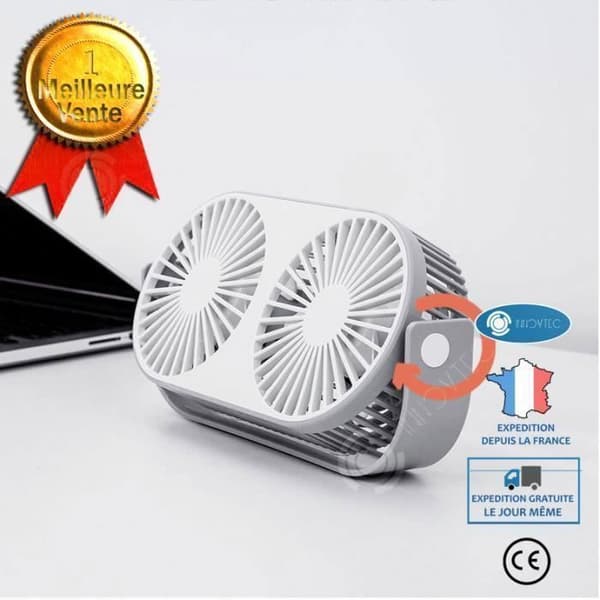 Mini Ventilator - ANDERLEDES - Bærbar - USB - 3 Hastigheder - Grå Hvid