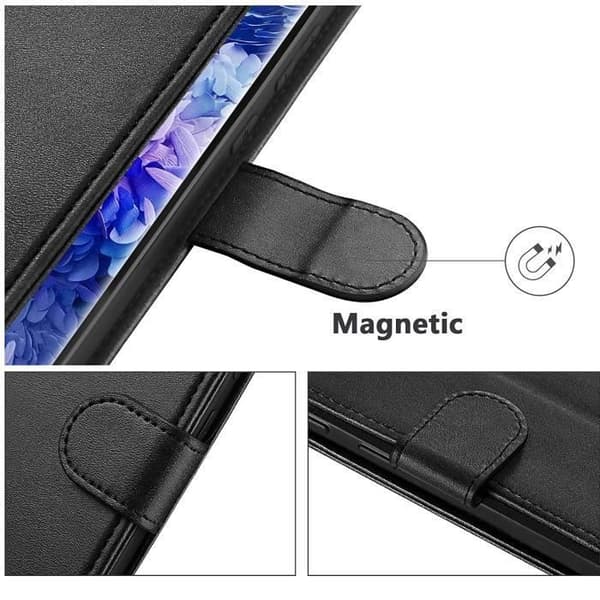 Coque - Phonillico® - iPhone 12/12 PRO - Sort Pung - Video Støtte - Læder Effekt