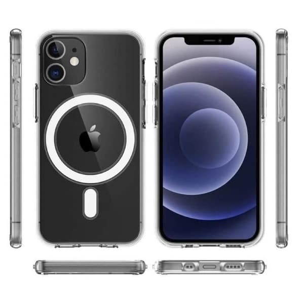 Telefonfodral - Phonillico - iPhone 12 - Transparent silikon - Magnetisk cirkel - Solid skydd