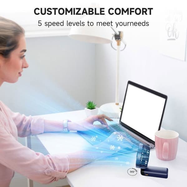 Bærbar ventilator - ANDERLEDES - 5 i 1 - 2500 mAh - 5 hastigheder - Foldbar til 90°