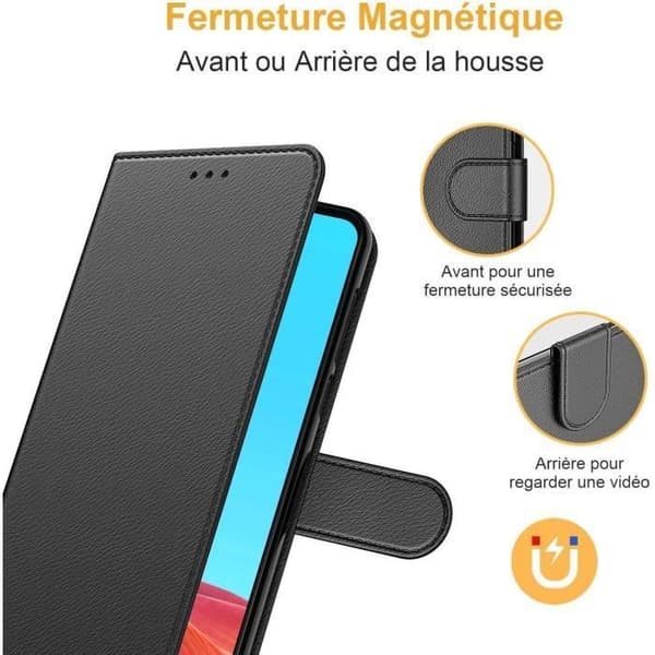 Mobilskal - ANNORLUNDA - Oppo A53/A53S 2020 - Läder med mikrofiberfoder - Svart - Multifunktionell
