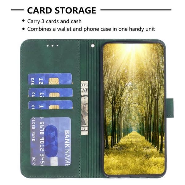 iPhone 15 Cover - ANDERLEDES - Pungetui - Grøn - PU Læder - Stødabsorberende