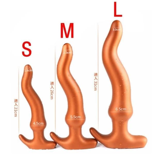 Gode anal - ANDERLEDES - Super Lang - Medicinsk silikone - 3 størrelser S/M/L - Guld/Sort