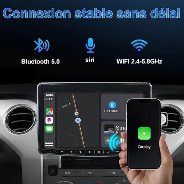 Trådlös CarPlay-adapter - ANNORLUNDA - Kompatibel med iOS/Android - Bluetooth 5.0 - USB-C/Typ-C - Bilar 2016+