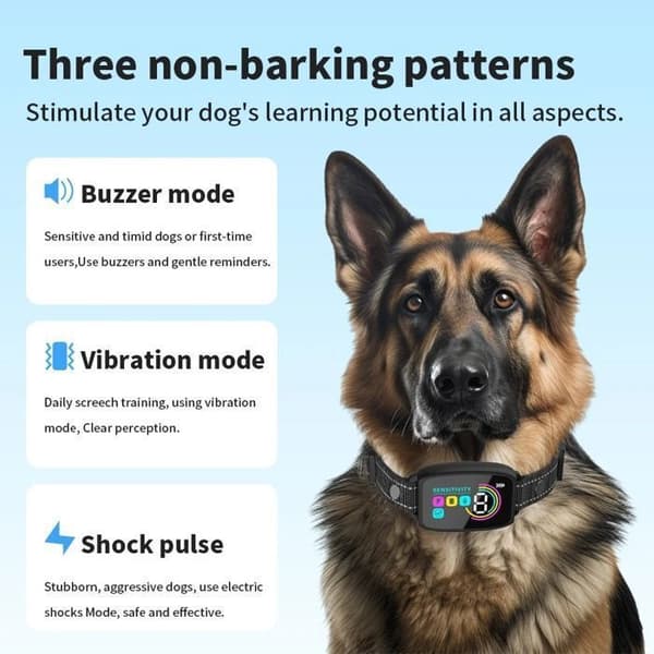 Collier Anti-Bark - ANDERLEDES - Automatisk - Stemmestyring - Sort Multifarvet - Mellem