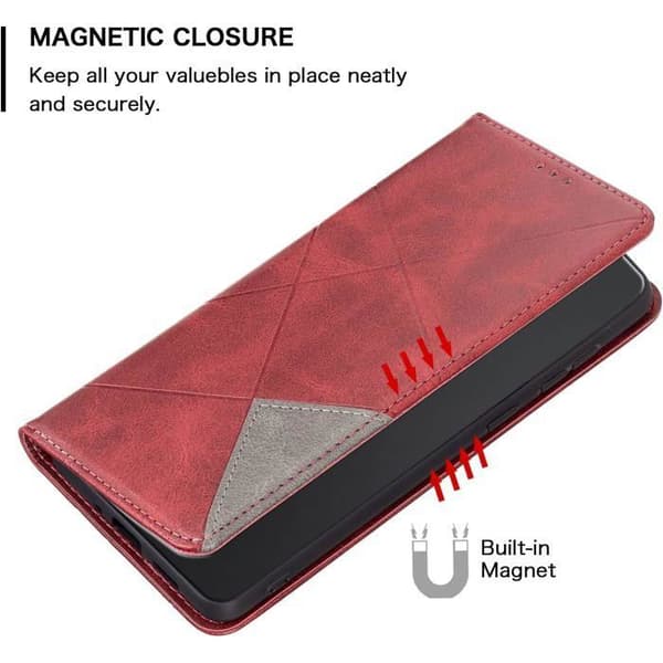 Coque - ANDERLEDES - Samsung Galaxy A54 5G - Pungetui - Kunstlæder - Rød