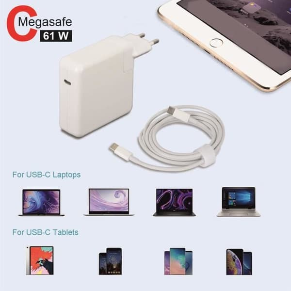 USB C-lader - 61W - Macbook Pro/Air - Smart PD - Hvid - Strømadapter