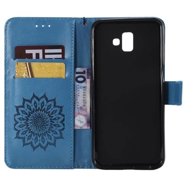 Plånboksfodral - ANNORLUNDA - Samsung Galaxy J6+ - PU Läder - Stötsäker - Handrem