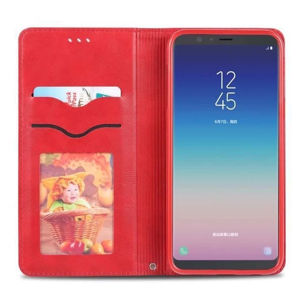 Coque - ANDERLEDES - Galaxy J4 Plus - Premium Læder - Flip - Pung