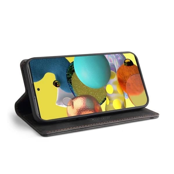 Telefoncover - ANDERLEDES - Samsung Galaxy A51 - Læder - Magnetisk - Sort