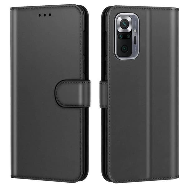 Coque - ANNAT - Xiaomi Redmi Note 10 Pro/Max - Polyuretanläder - Magnetisk stängning - Svart