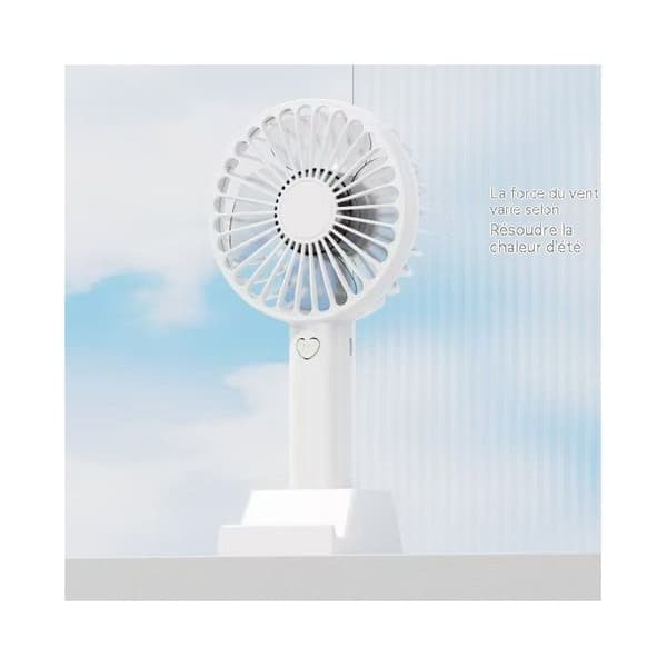 Mini bærbar ventilator, genopladelig lommeventilator med stativ. BRÆNDER