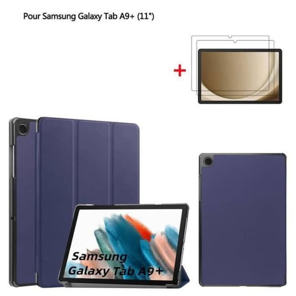 Tablet Cover - ANDERLEDES - Galaxy Tab A9 Plus - PU Læder - 11 tommer - Stødabsorberende Blå