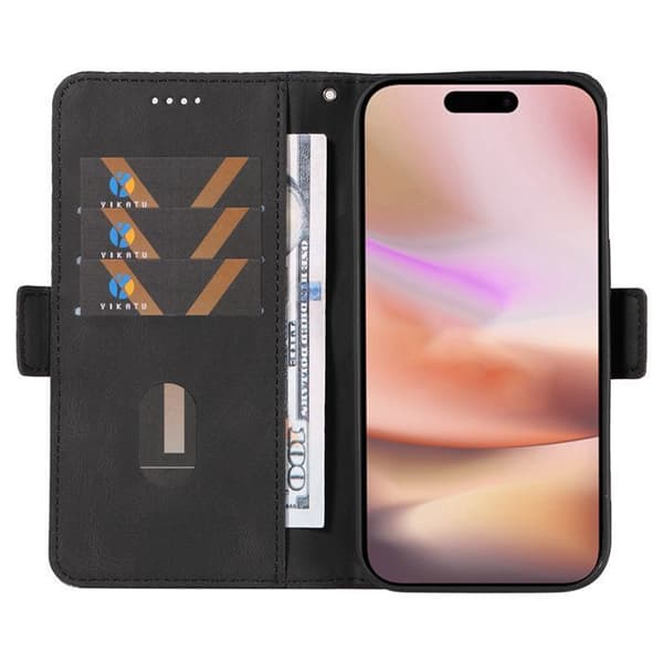 Cover Etui Beskyttelse - ANDERLEDES - iPhone 16 Plus - PU Læder - Magnetisk Lukning - Sort