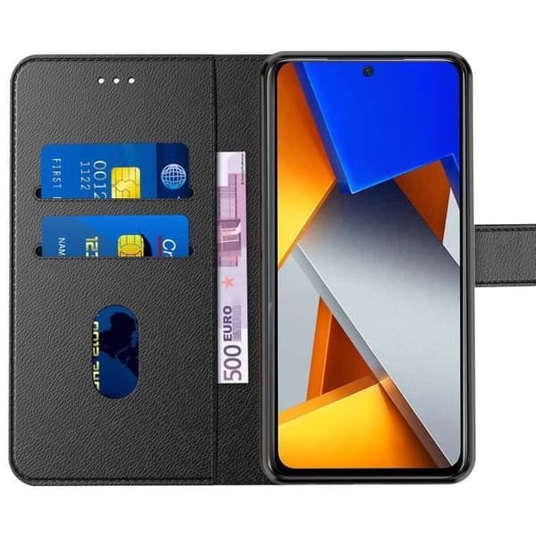 Telefoncover - ANDERLEDES - Xiaomi Poco M4 Pro 4G - PU-læder - Magnetlukning - Sort