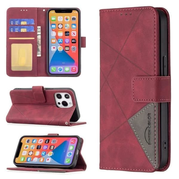 iPhone 13 Cover - ANDERLEDES - Pung - Rød - PU Læder - Stødabsorberende