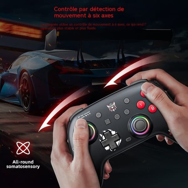 eSports C1 spilcontroller, trådløs Bluetooth-controller med dobbelt motor og seks vibrationsaksler til Switch, MANETTE VIDEOSPIL