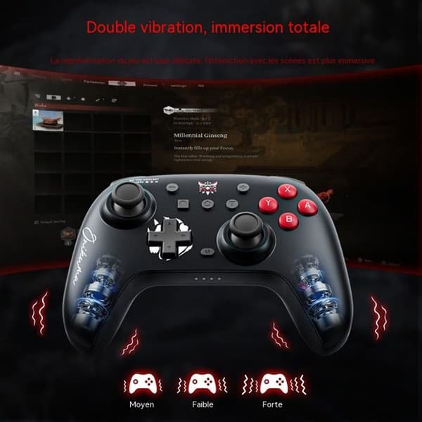 eSports C1 spilcontroller, trådløs Bluetooth-controller med dobbelt motor og seks vibrationsaksler til Switch, MANETTE VIDEOSPIL