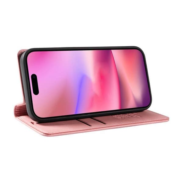 Skyddsfodral - ANNORLUNDA - iPhone 16 - PU-läder - Rosa - Magnetisk