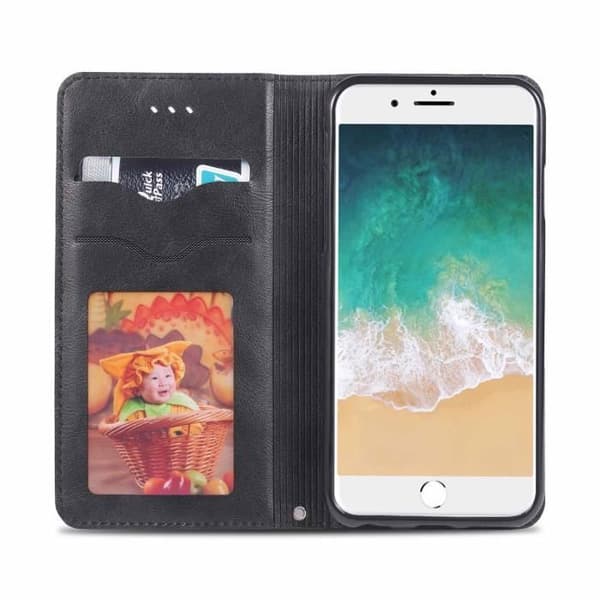 iPhone 6/6S Cover - ANDERLEDES - Premium Læder - Sort - Magnetlukning - Blød