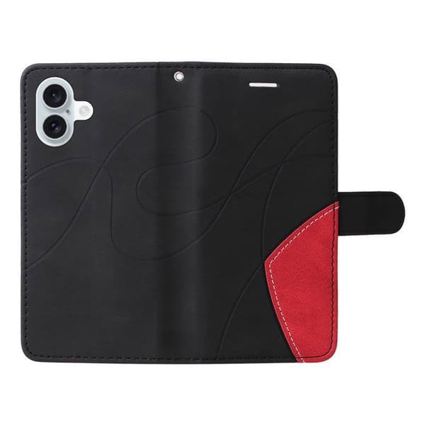 Etui Pung - ANDERLEDES - iPhone 16 Plus - PU Læder - Magnetlukning - Sort/Rød